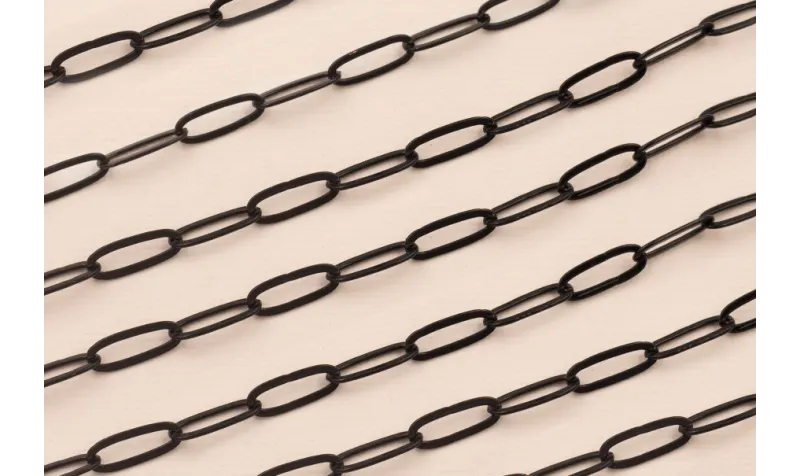Cadena Eslabón 13*5mm Esmalte Negro / Cadenas de Latón / Zamak