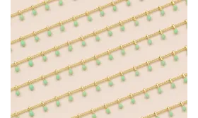 Cadena 1mm Oro con Colgante Esmalte Turquesa 5mm / Cadenas de Latón / Zamak