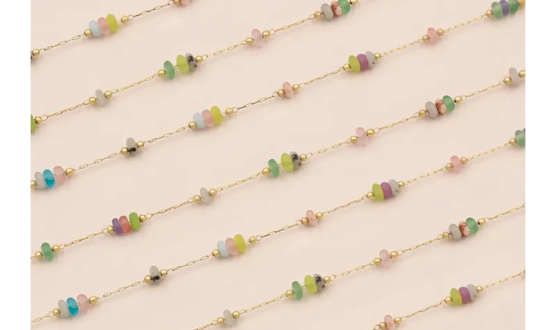 Cadena 1mm Oro Mate con discos color de 5mm Diam / Cadenas de Latón / Zamak