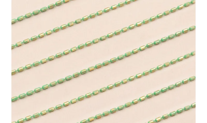 Cadena Torpedos 3*1mm Oro Mate y Turquesa / Cadenas de Latón / Zamak