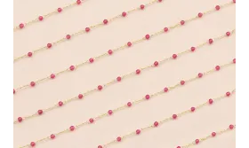 Cadena 1mm Oro Mate con Cristal granate de 2mm / Cadenas de Latón / Zamak