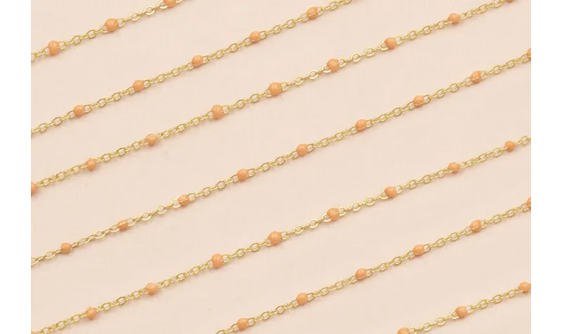 Cadena 1,5mm Oro Mate con Esmaltes de 2mm Azul / Cadenas de Latón / Zamak