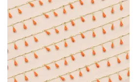 Cadena colgante gotas esmalte Naranja / Cadenas de Latón / Zamak