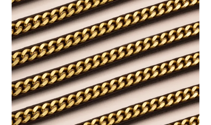 Cuero regaliz con cadena Oro incrustada / Hilos y Cordones, Cuero y piel