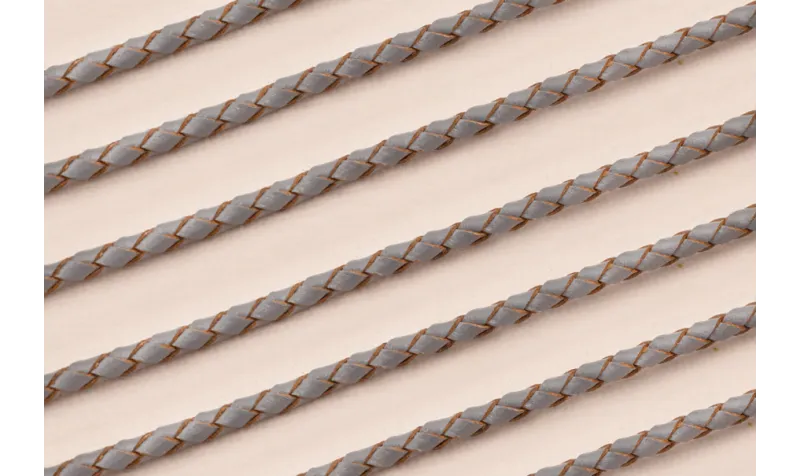 Cuero trenzado de 3mm Gris / Hilos y Cordones, Cuero y piel