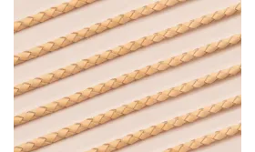 Cuero trenzado de 3mm Color Natural / Hilos y Cordones, Cuero y piel