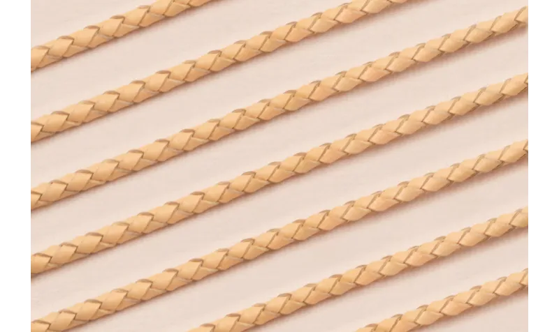 Cuero trenzado de 3mm Color Natural / Hilos y Cordones, Cuero y piel