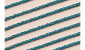 Cuero trenzado de 3mm Turquesa / Hilos y Cordones, Cuero y piel