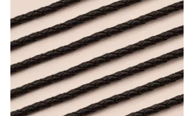 Cuero trenzado de 3mm Negro / Hilos y Cordones, Cuero y piel