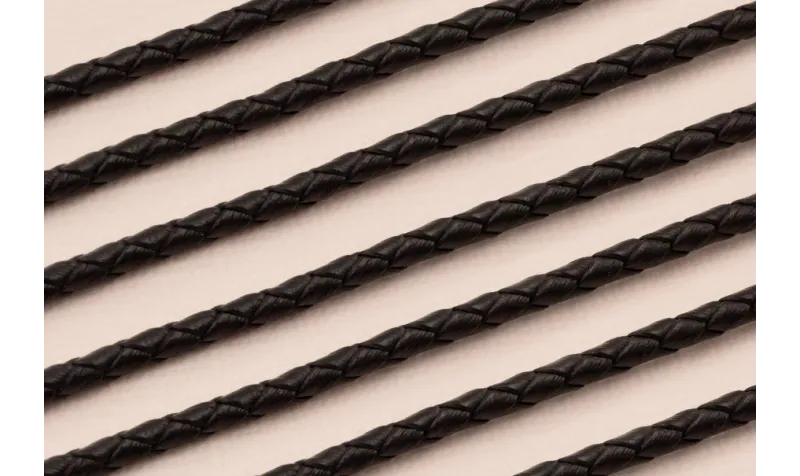 Cuero trenzado de 3mm Negro / Hilos y Cordones, Cuero y piel