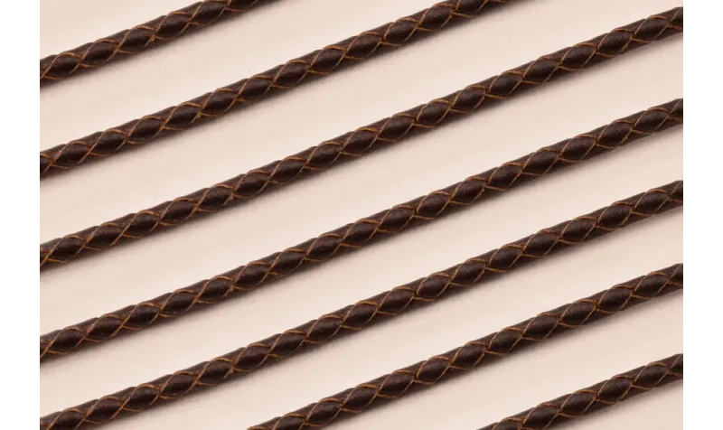 Cuero trenzado de 3mm Marrón / Hilos y Cordones, Cuero y piel