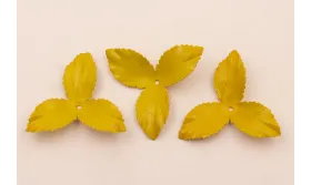 Flor pétalos relieve 45mm diam. Amarillo / Hilos y Cordones, Cuero y piel