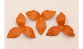 Flor pétalos relieve 60mm diam. Naranja / Hilos y Cordones, Cuero y piel