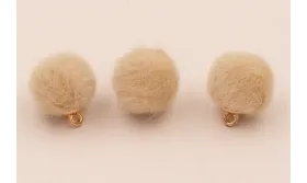 Bolita 16mm de pelo con gancho marrón / Hilos y Cordones, Cuero y piel