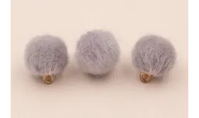 Bolita 16mm de pelo con gancho gris / Hilos y Cordones, Cuero y piel