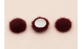 Media bola 15mm de pelo granate / Hilos y Cordones, Cuero y piel