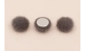 Media bola 15mm de pelo gris / Hilos y Cordones, Cuero y piel