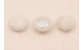 Media bola 15mm de pelo Beige / Hilos y Cordones, Cuero y piel