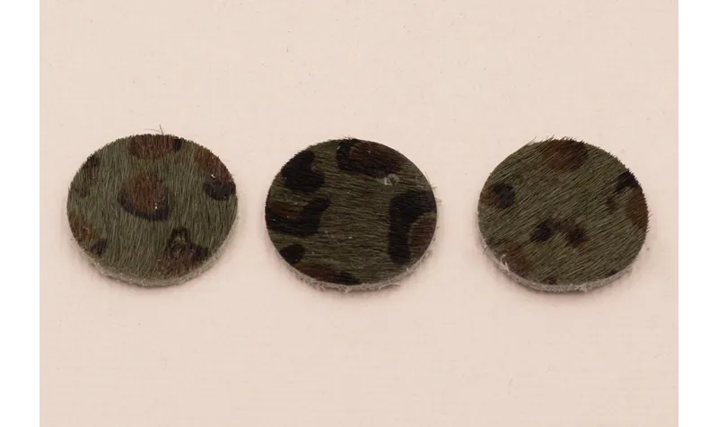 Disco Piel tintada 17mm Leopardo Gris / Hilos y Cordones, Cuero y piel