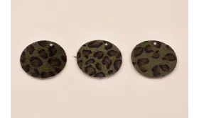 Disco Piel tintada 29mm Leopardo Gris / Hilos y Cordones, Cuero y piel