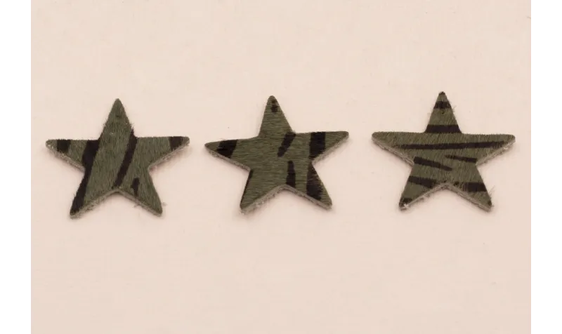 Estrella Piel Tintada 27mm Cebra Gris / Hilos y Cordones, Cuero y piel