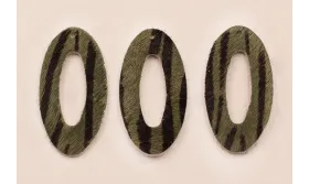 Aro Ovalado Piel Tintada 39mm Cebra Gris / Hilos y Cordones, Cuero y piel