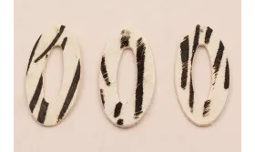 Aro Ovalado Piel Tintada 39mm Cebra / Hilos y Cordones, Cuero y piel