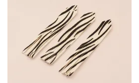 Fleco Piel tintada 92mm largo Cebra / Hilos y Cordones, Cuero y piel