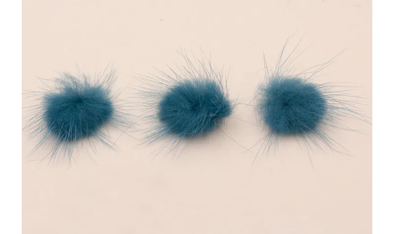 Pompón Pelo 30mm azul petroleo / Hilos y Cordones, Cuero y piel