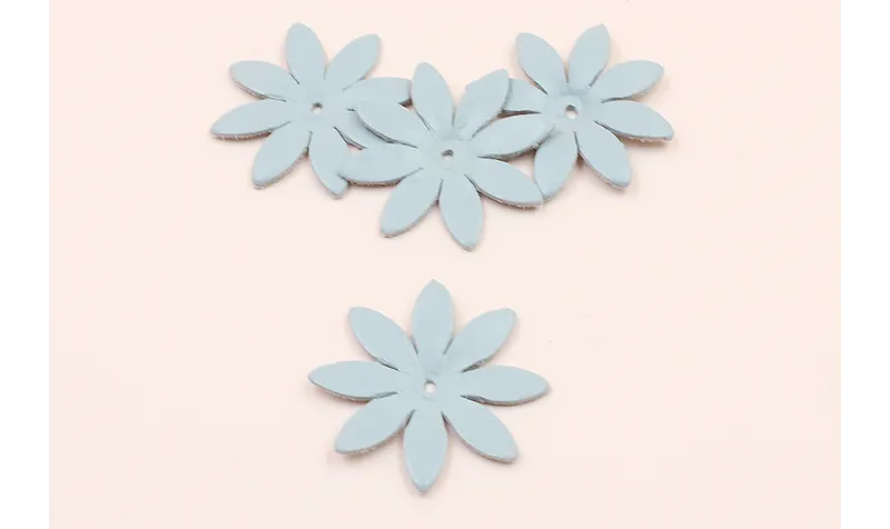 Flor Cuero 30mm Azul / Hilos y Cordones, Cuero y piel