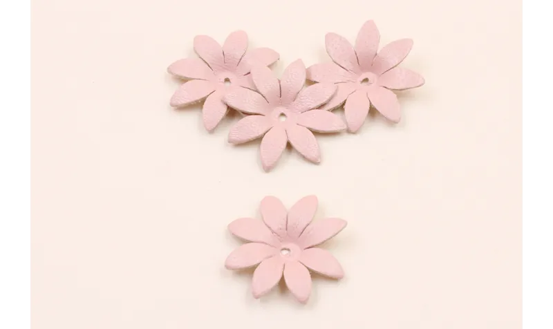 Flor Cuero 30mm Rosa / Hilos y Cordones, Cuero y piel