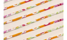 Lazo Liberty 4mm Flores Naranja, verde Fuxia / Lazos