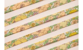 Lazo estampado bies 10mm Flores Amarillas y verdes / Lazos