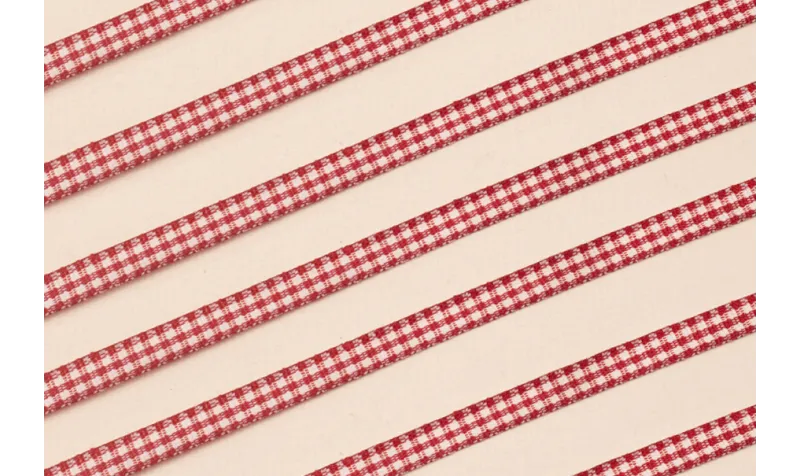 Lazo de Mini Vichy 5mm cuadros Burdeos / Lazos