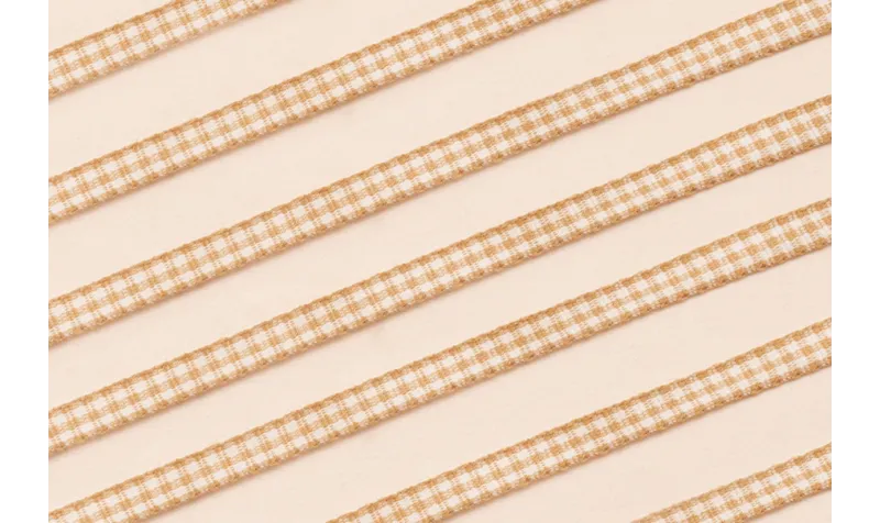 Lazo de Mini Vichy 5mm cuadros mostaza / Lazos