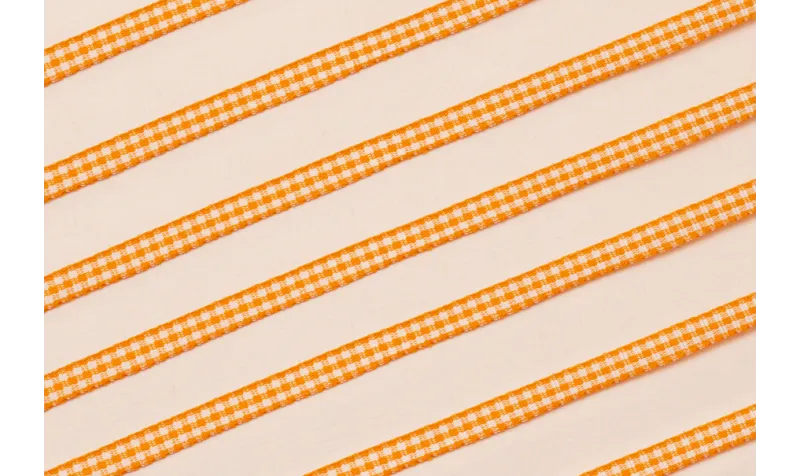 Lazo de Mini Vichy 5mm cuadros Naranja / Lazos