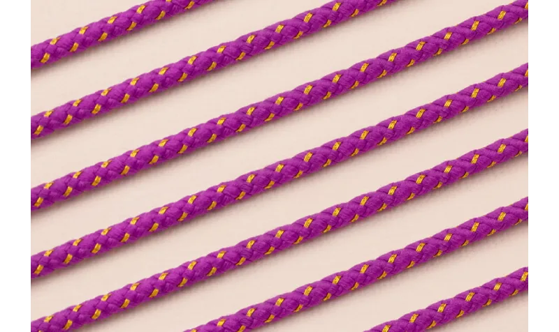 Cordón de 3mm Morado con hilo dorado / Hilos y Cordones, Algodón / Símil