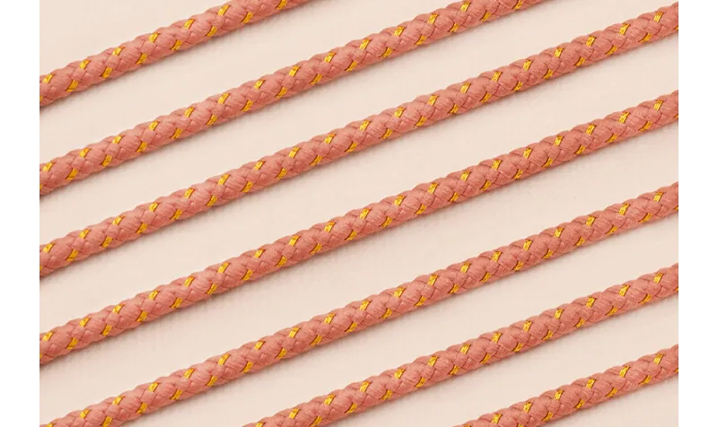 Cordón de 3mm Rosa Palo con hilo dorado / Hilos y Cordones, Algodón / Símil