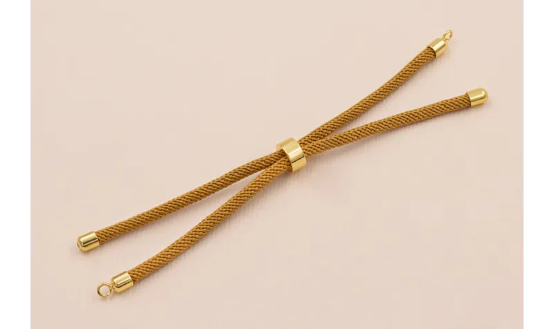 Cordón de 3mm Preparado para Pulsera color Mostaza / Hilos y Cordones, Algodón / Símil