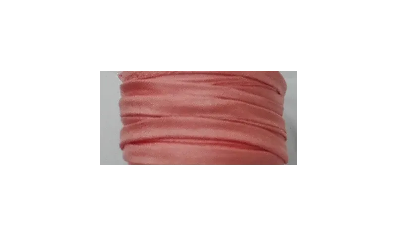 Cinta de seda Natural cosida 5-7mm salmón / Hilos y Cordones, Hilo de seda