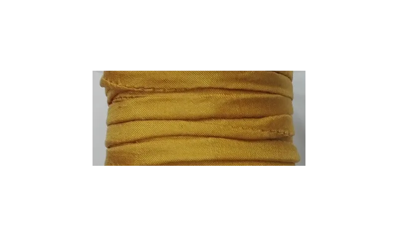 Cinta de seda Natural cosida 5-7mm mostaza