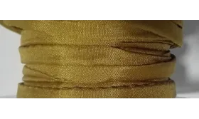 Cinta de seda Natural cosida 5-7mm mostaza-cobre / Hilos y Cordones, Hilo de seda