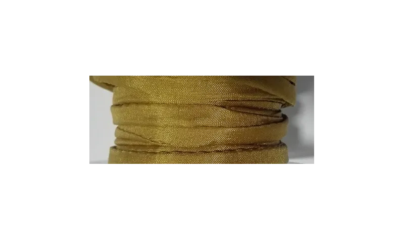 Cinta de seda Natural cosida 5-7mm mostaza-cobre