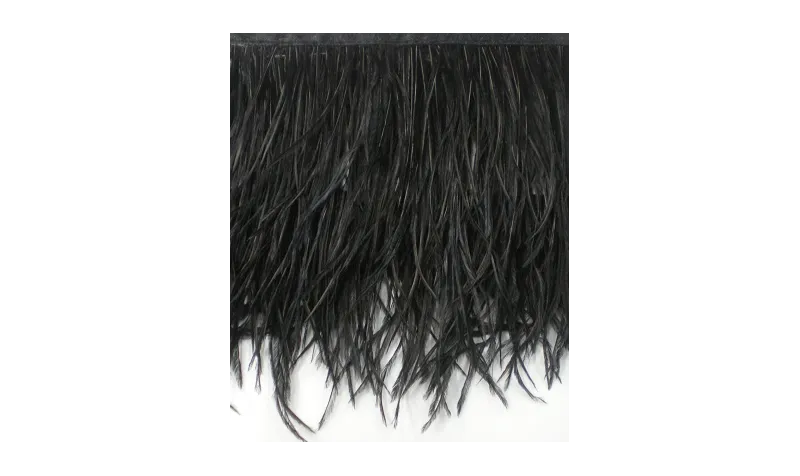 Fleco 1 mt de Pluma Avestruz negro / Cuentas y Plumas