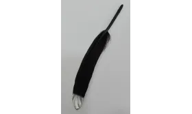 Pluma negra 130mm punta plata / Cuentas y Plumas