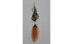 Pluma tigre cola naranja 100mm / Cuentas y Plumas