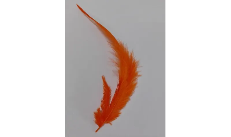 Pluma teñida Naranja 100-130mm / Cuentas y Plumas