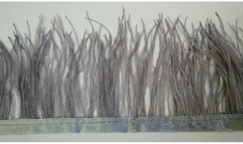 Fleco 100mm Teñido Gris / Cuentas y Plumas