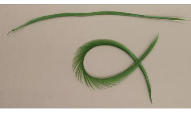 Pluma Rígida 170mm Longitud Verde / Cuentas y Plumas