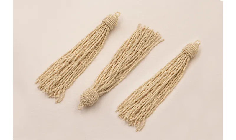 Fleco de Abalorio de 120mm Crema / Abalorio pulseras y Collares